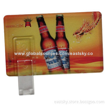 Translucent Credit Card-shaped USB, Compatible with PC, Notebook or Tablets, with USB 2.0 Interface